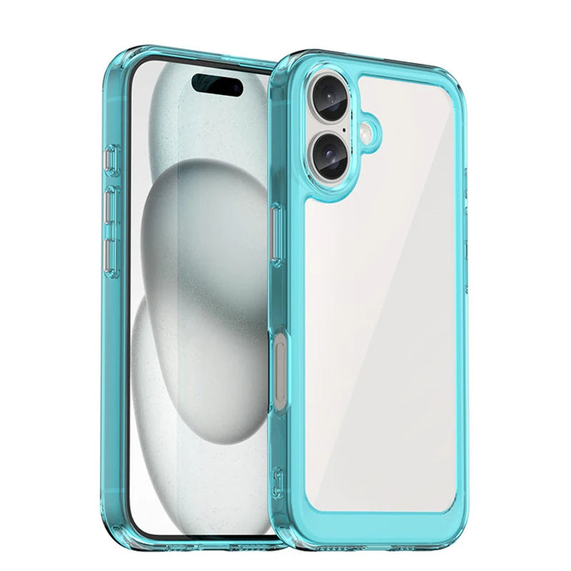 For 16 Case 16 plus Pro Max Cover Luxury Clear PC Shockproof Silicone Protective Phone Back Cover for 16