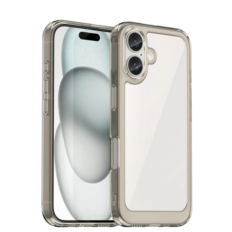 For 16 Case 16 plus Pro Max Cover Luxury Clear PC Shockproof Silicone Protective Phone Back Cover for 16