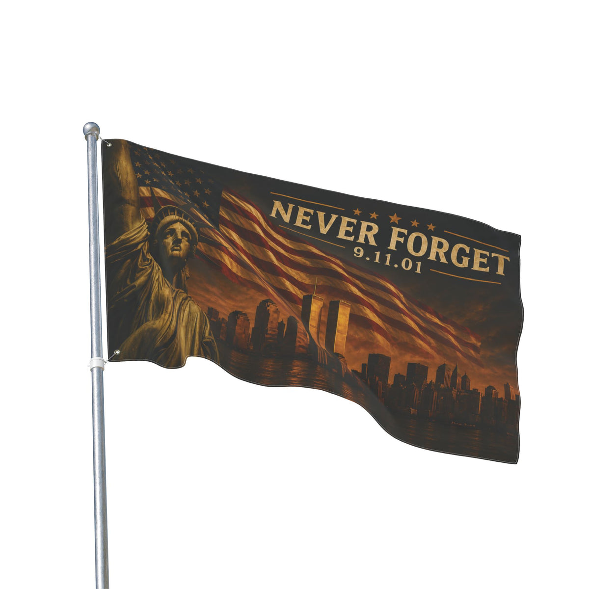 Never Forget 9/11 Statue of Liberty — Tribute to Remembrance, Patriotism & Unity Flag