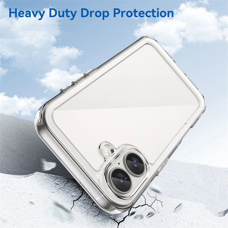For 16 Case 16 plus Pro Max Cover Luxury Clear PC Shockproof Silicone Protective Phone Back Cover for 16