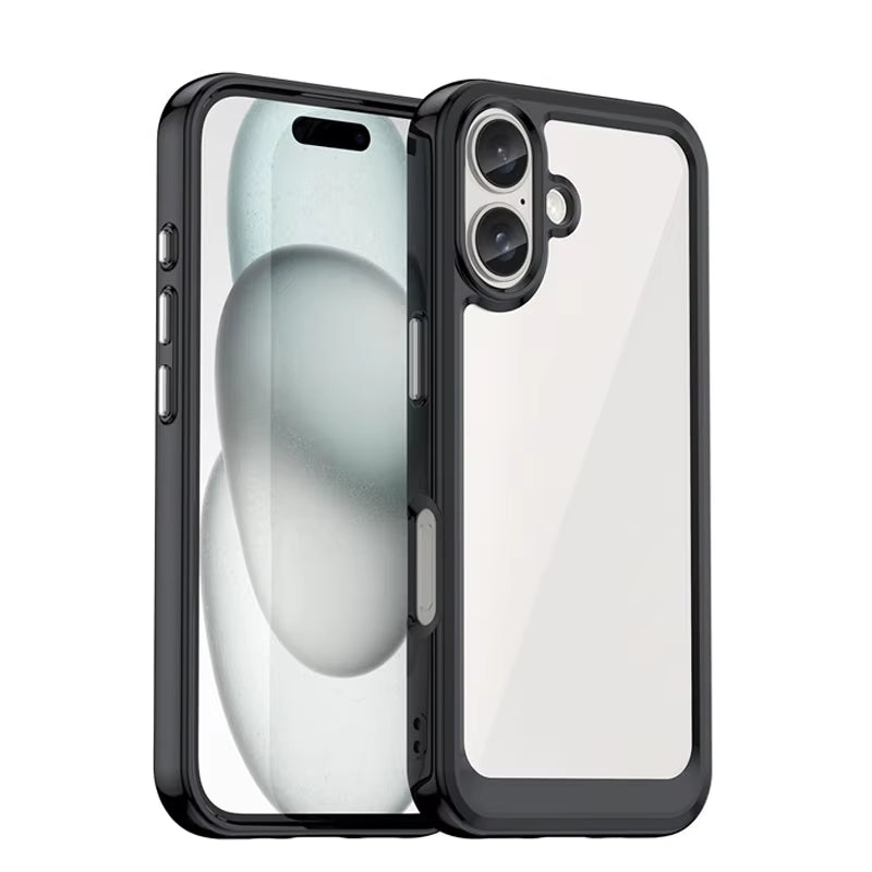 For 16 Case 16 plus Pro Max Cover Luxury Clear PC Shockproof Silicone Protective Phone Back Cover for 16