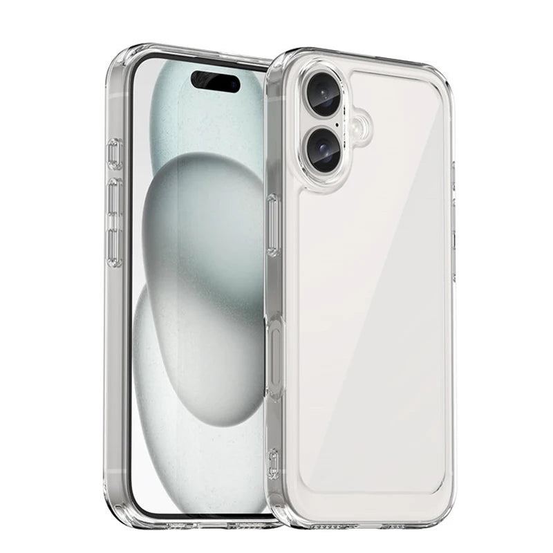 For 16 Case 16 plus Pro Max Cover Luxury Clear PC Shockproof Silicone Protective Phone Back Cover for 16