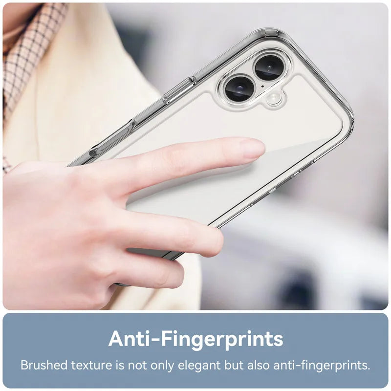 For 16 Case 16 plus Pro Max Cover Luxury Clear PC Shockproof Silicone Protective Phone Back Cover for 16