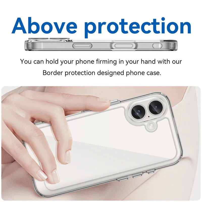 For 16 Case 16 plus Pro Max Cover Luxury Clear PC Shockproof Silicone Protective Phone Back Cover for 16