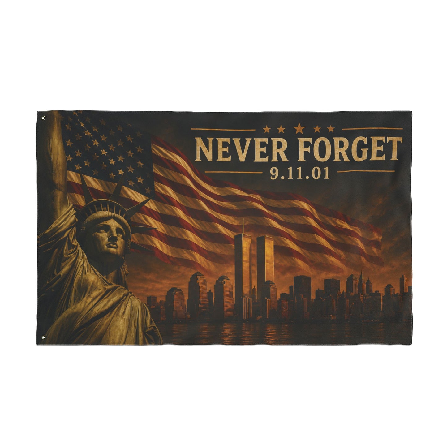 Never Forget 9/11 Memorial Double-Sided Flag  — A Tribute to Remembrance, Patriotism & Unity