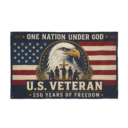U.S. Veteran Flag - "One Nation Under God" 250 Years of Freedom Double-Sided American Flag