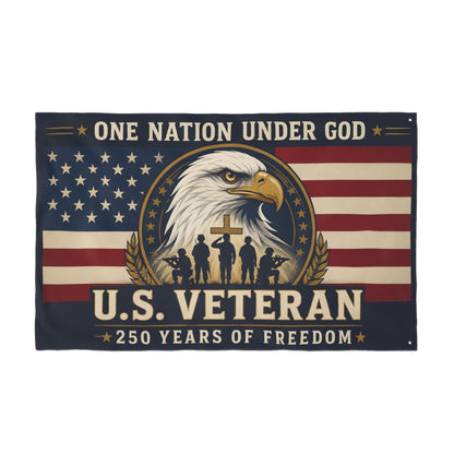 U.S. Veteran Flag - "One Nation Under God" 250 Years of Freedom Double-Sided American Flag