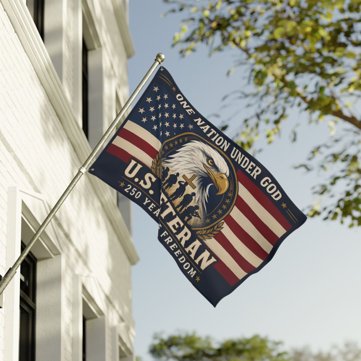 U.S. Veteran Flag - "One Nation Under God" 250 Years of Freedom Double-Sided American Flag