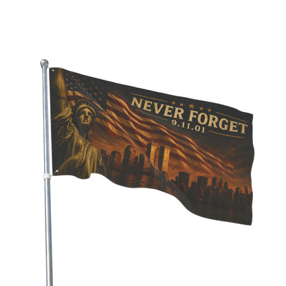Never Forget 9/11 Memorial Double-Sided Flag  — A Tribute to Remembrance, Patriotism & Unity