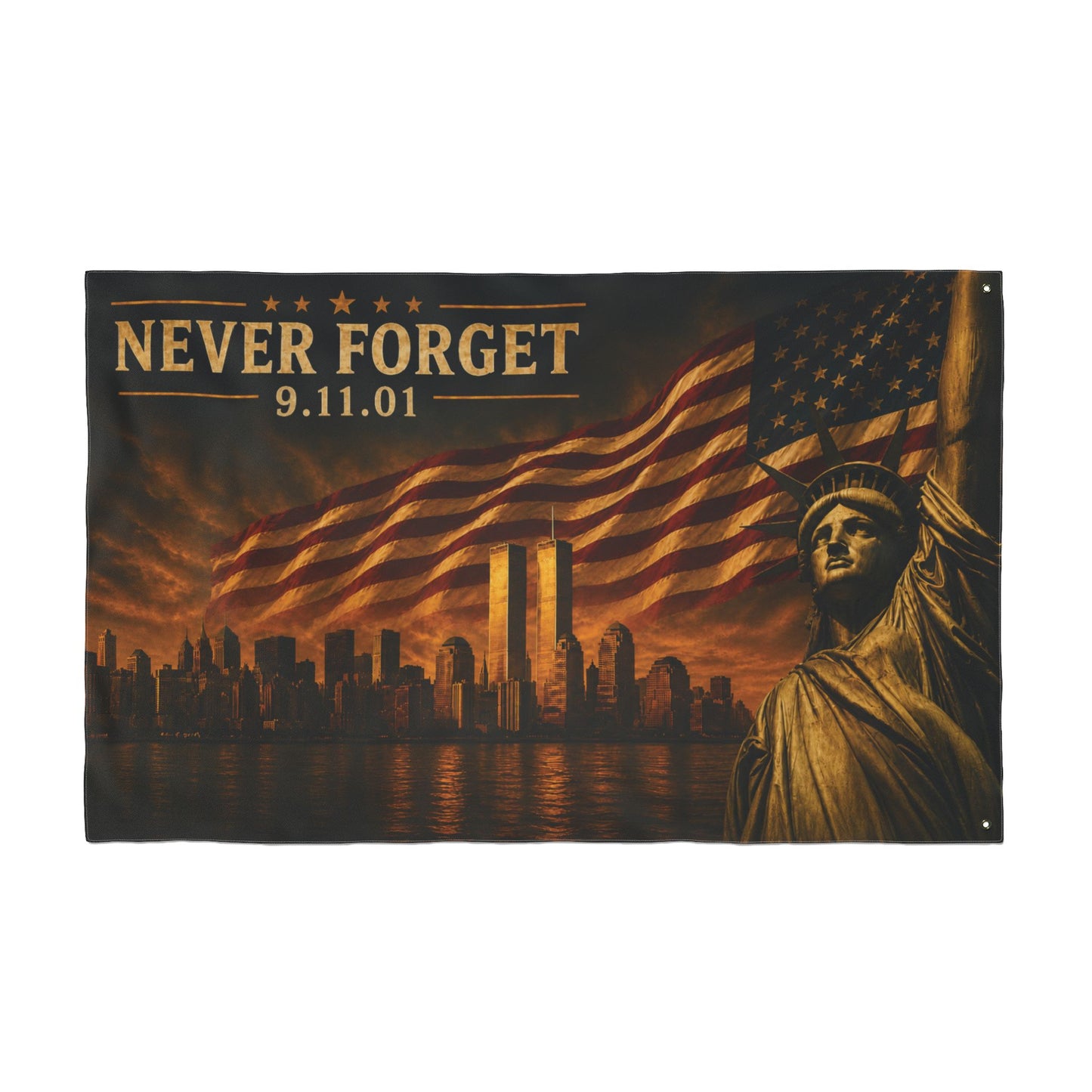 Never Forget 9/11 Memorial Double-Sided Flag  — A Tribute to Remembrance, Patriotism & Unity