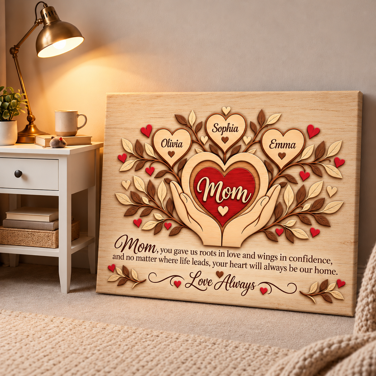 Personalized Mom Love Always Canvas