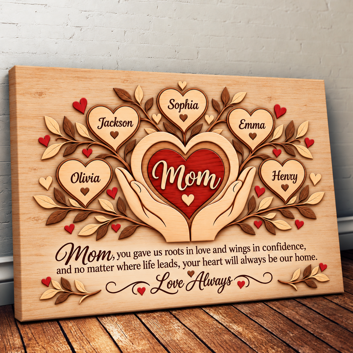 Personalized Mom Love Always Canvas