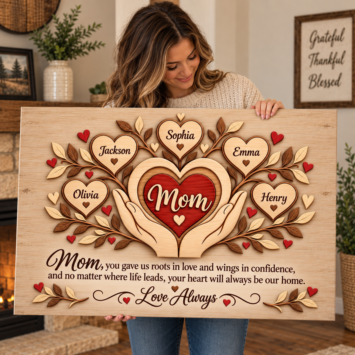 Personalized Mom Love Always Canvas