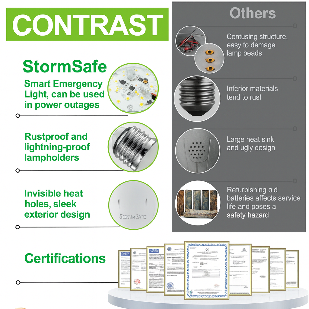 StormSafe™ LED Rechargeable Backup Bulb — Instant Light During Power Outages