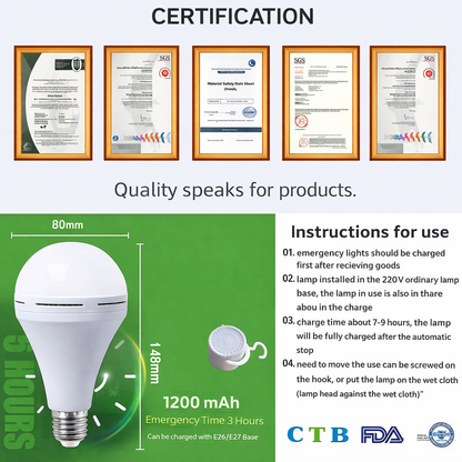 StormSafe™ LED Rechargeable Backup Bulb — Instant Light During Power Outages