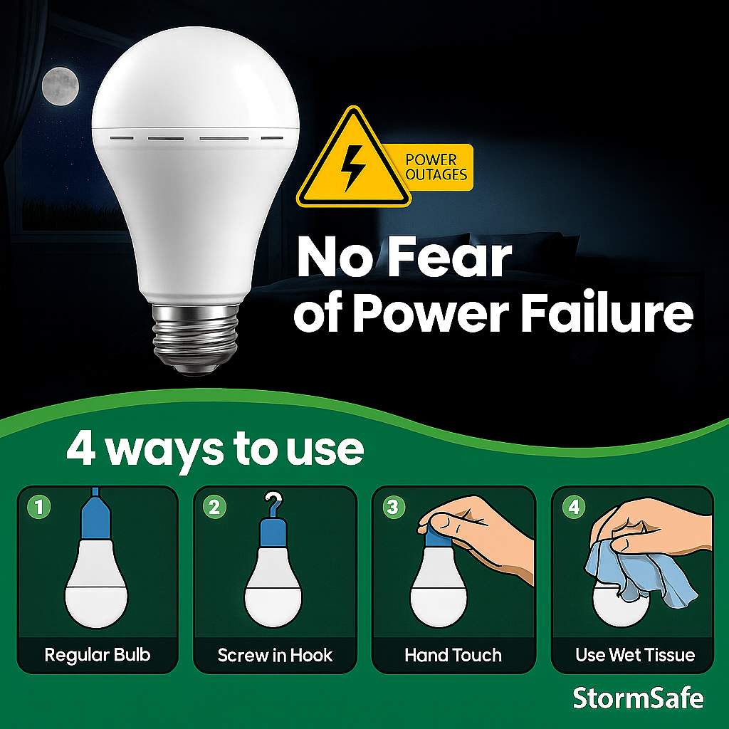 StormSafe™ LED Rechargeable Backup Bulb — Instant Light During Power Outages