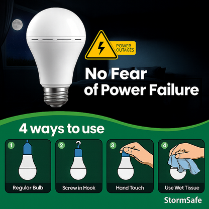 StormSafe™ LED Rechargeable Backup Bulb — Instant Light During Power Outages
