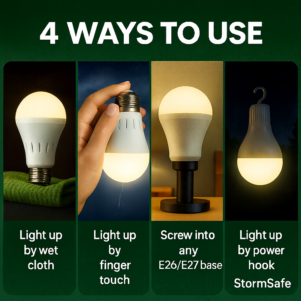 StormSafe™ LED Rechargeable Backup Bulb — Instant Light During Power Outages