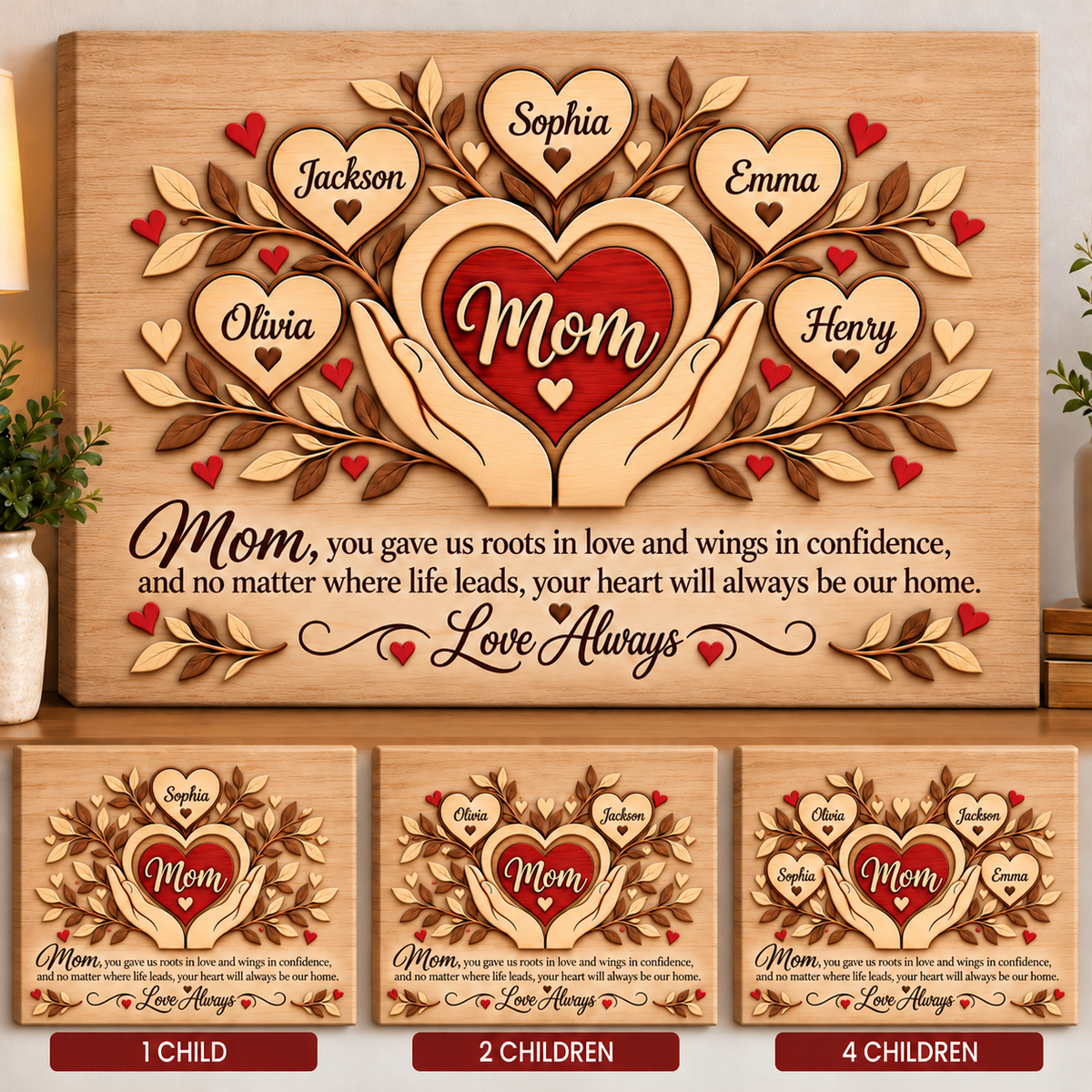 Personalized Mom Love Always Canvas
