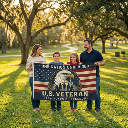 U.S. Veteran Flag - "One Nation Under God" 250 Years of Freedom Double-Sided American Flag