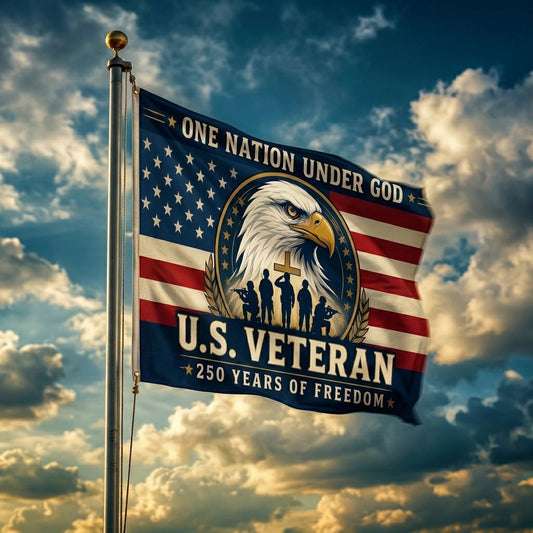 U.S. Veteran Flag - "One Nation Under God" 250 Years of Freedom Double-Sided American Flag