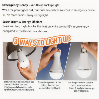 StormSafe™ LED Rechargeable Backup Bulb — Instant Light During Power Outages